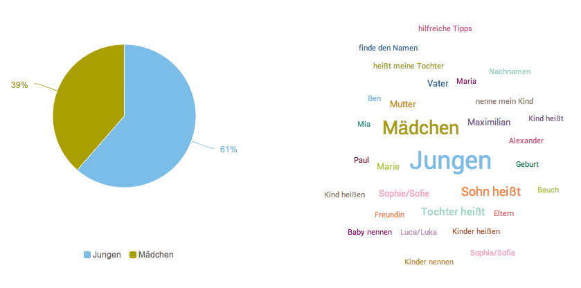 Vornamen Verteilung und TopicCloud