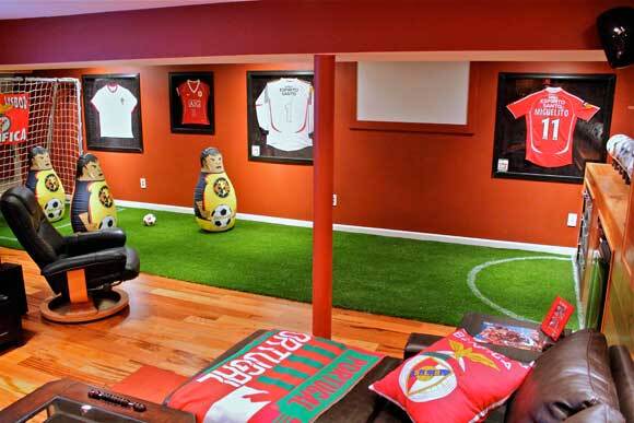 sports themed man cave